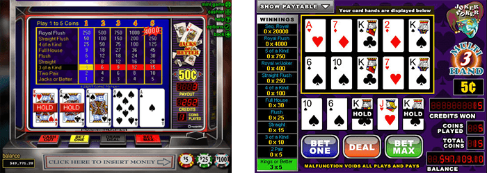Springbok's official video poker artwork: a Jacks or Better machine with two Jacks held (illustration, not the live pay table)